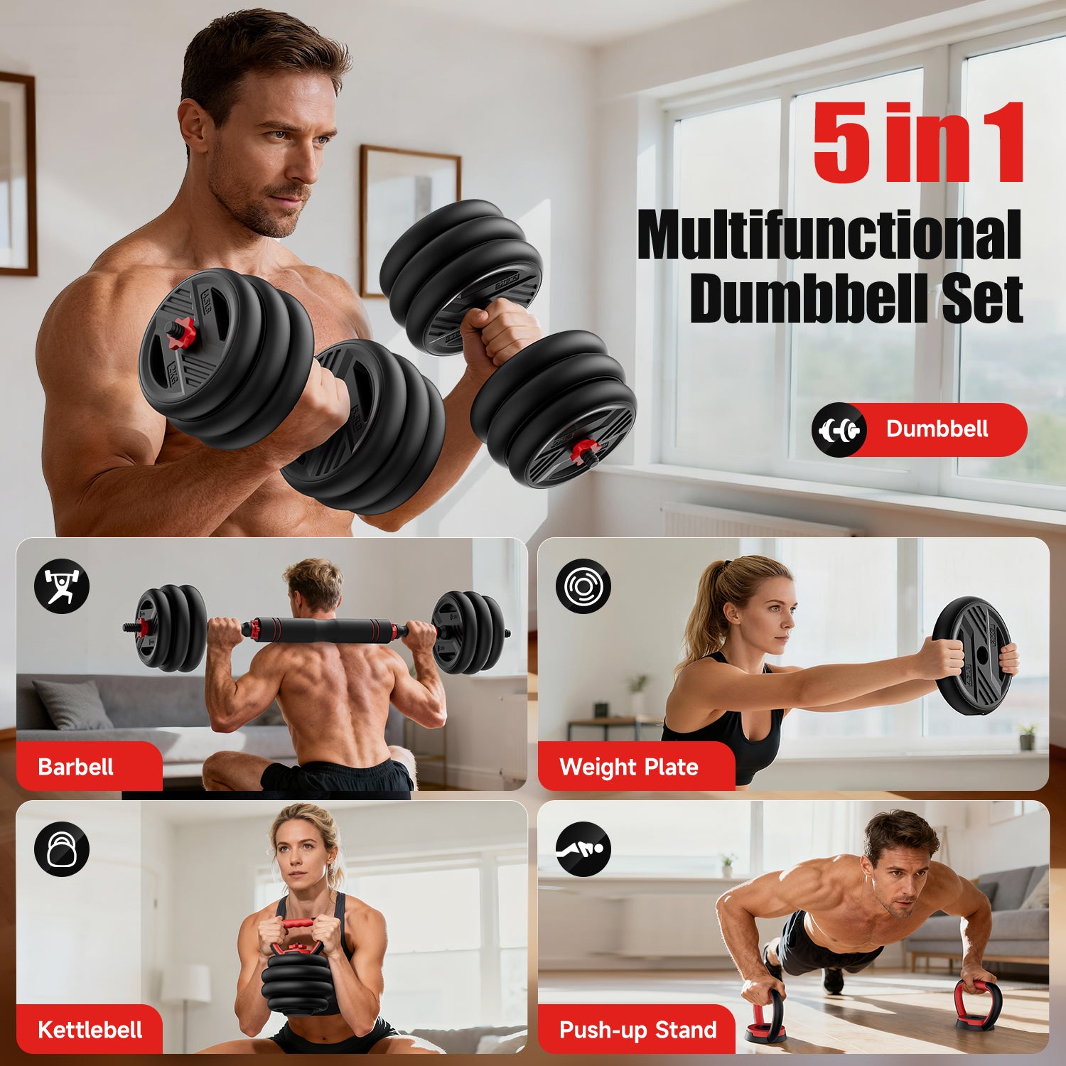 5-in-1 Adjustable Dumbbell Set